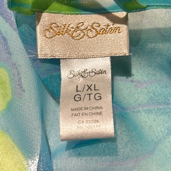 Silk & Satin Sheer Floral 2 piece Robe and Nightgown Women size L - XL - Picture 11 of 13